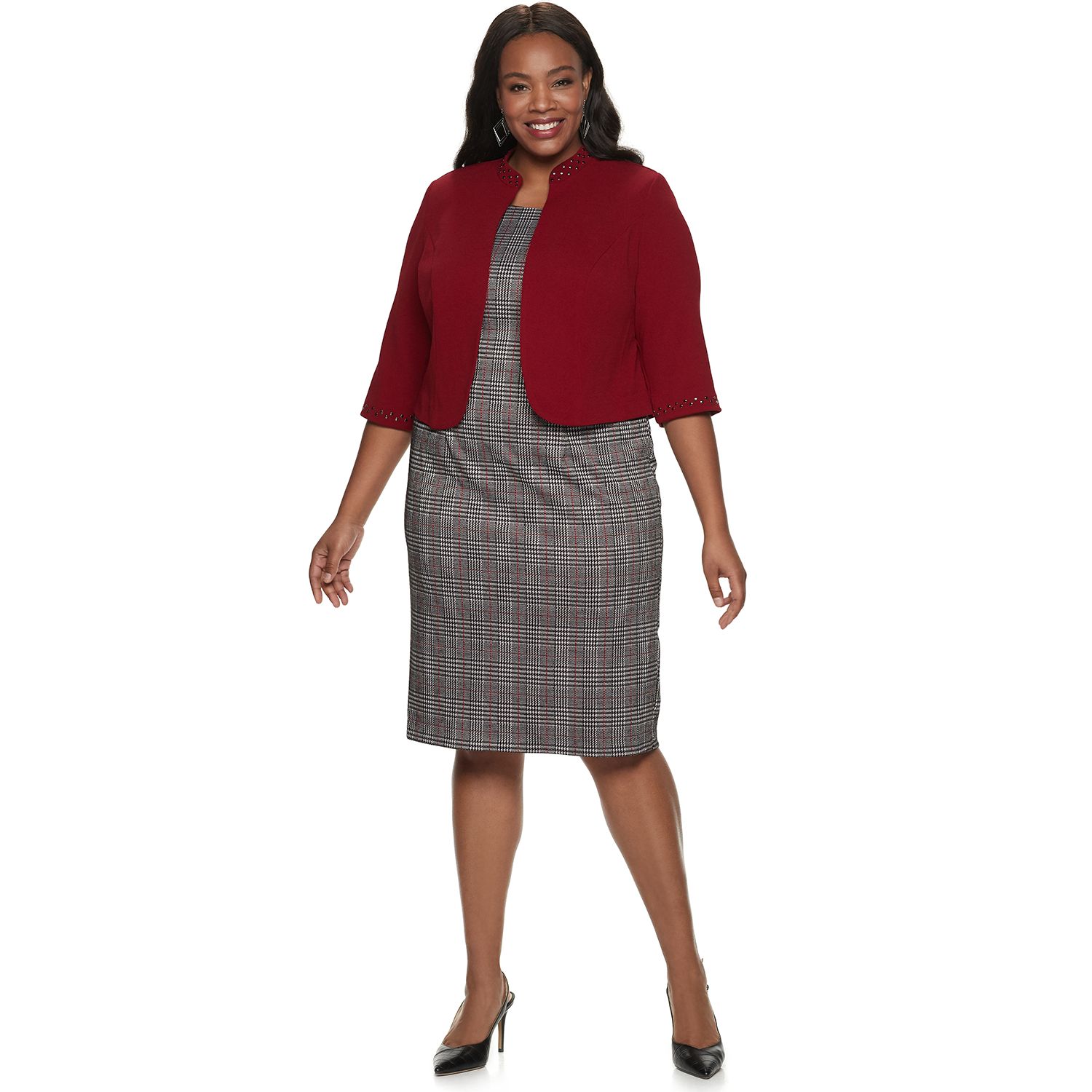 plus size plaid suit