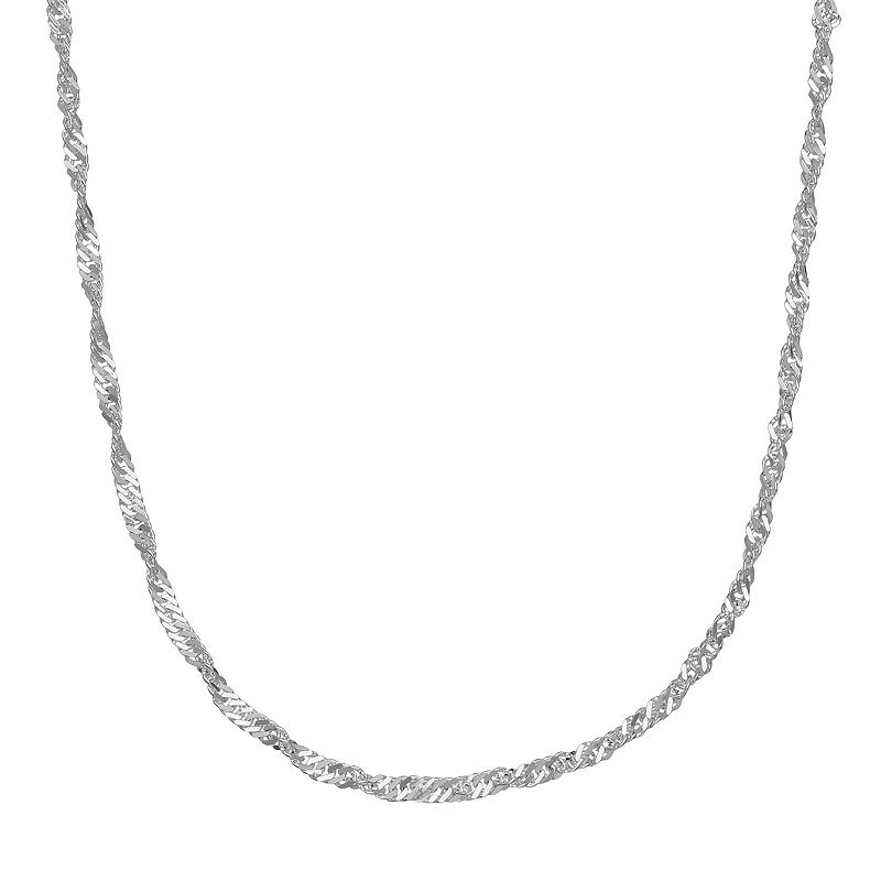 Womens Primrose Sterling Silver Polished Twisting Singapore Chain, Size: 