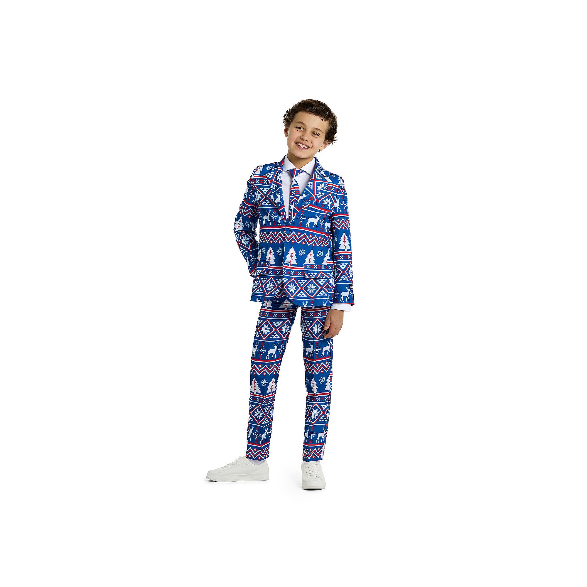 Boys 4-16 Suitmeister Blue Nordic Christmas Suit, Boys, Size: 14-16