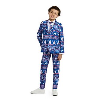 Boys 4-16 Suitmeister Blue Nordic Christmas Suit