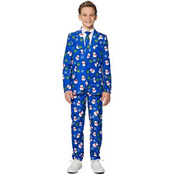 Boys 4-16 Suitmeister Blue Snowman Christmas Suit