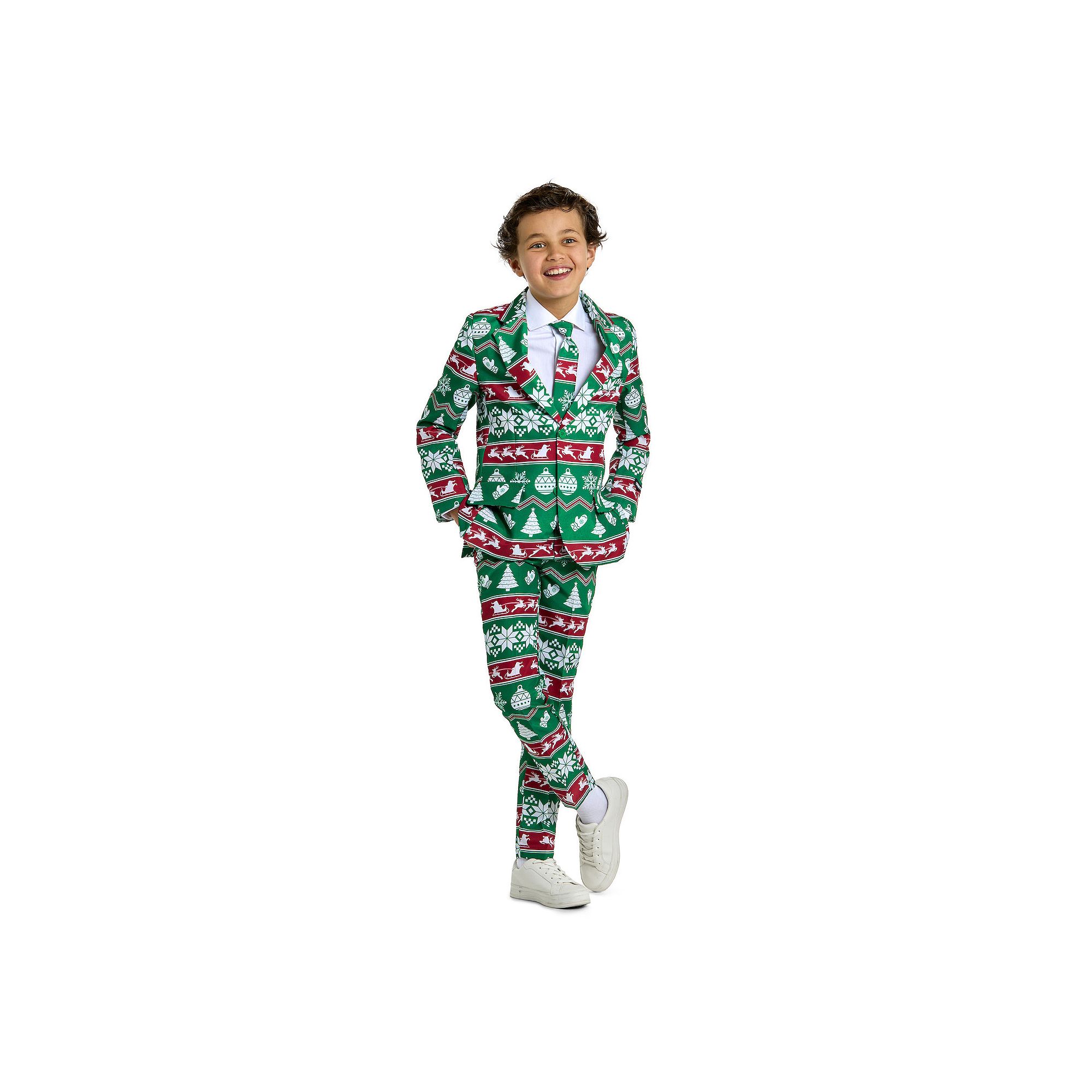 Boys 4-16 Suitmeister Green Nordic Christmas Suit, Boys, Size: 14-16