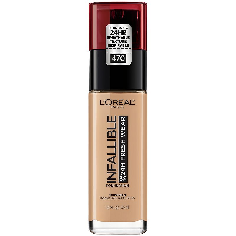L Oreal Paris Infallible Fresh Wear 24 Hr Liquid Foundation Makeup  470 Radiant Honey  1 oz