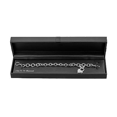 Sterling Silver 1/4 Carat T.W. Diamond Heart Toggle Bracelet