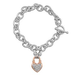 Bloom by Stella Grace Silver Heart Charm Toggle Bracelet