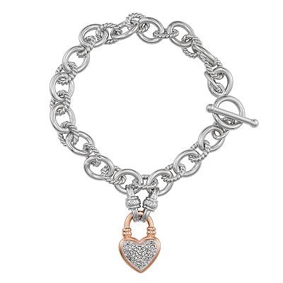 Sterling Silver 1 4 Carat T.W. Diamond Heart Toggle Bracelet
