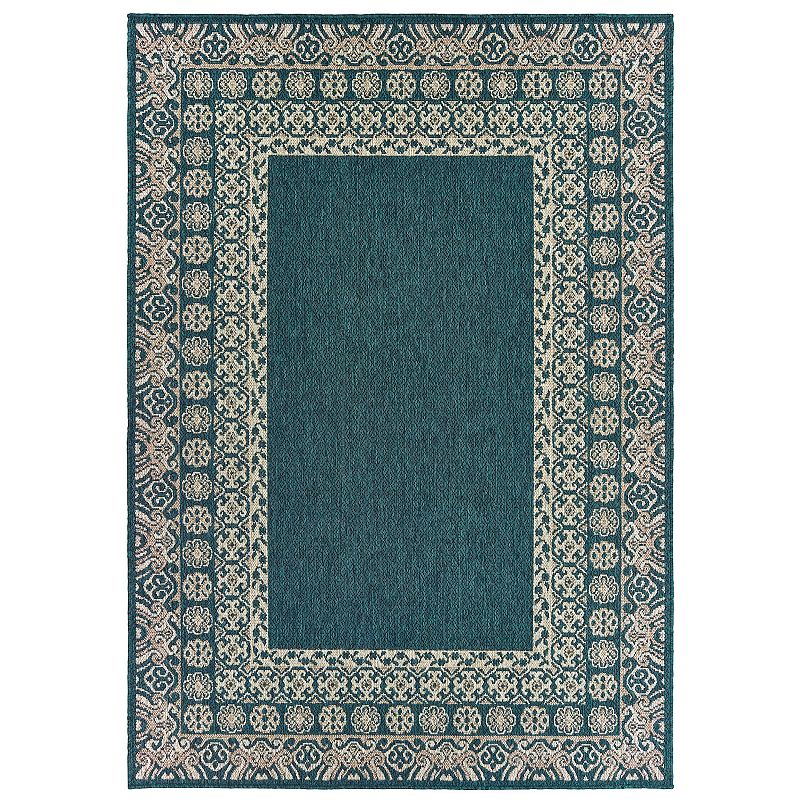 StyleHaven Lafayette Persian Border Indoor Outdoor Rug, Blue, 10X13 Ft