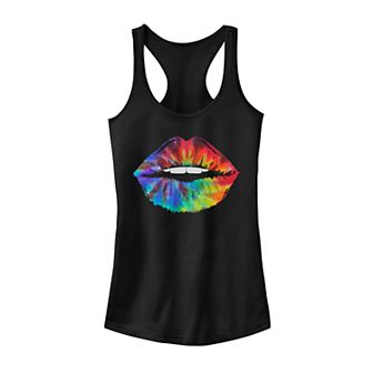 Juniors' Fifth Sun Tie Dye Rainbow Lips Tank Top
