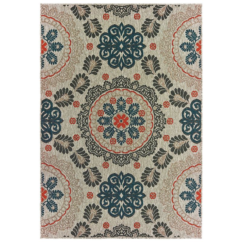 StyleHaven Lafayette Medallions Indoor Outdoor Rug, Grey, 10X13 Ft