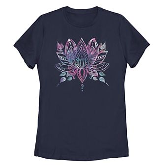 Juniors' Henna Neon Lotus Tee