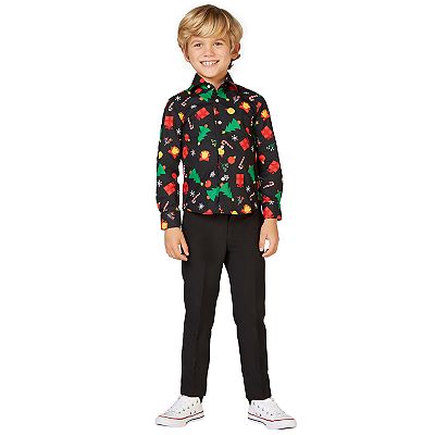 Christmas Icons Black | Boys Christmas Shirt | OppoSuits US 2Y