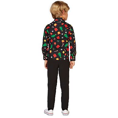 Boys 2-8 OppoSuits Christmas Icons Black Shirt