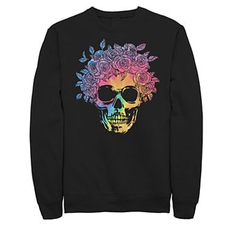 Juniors' Skull Tie Dye Flowers Fleece