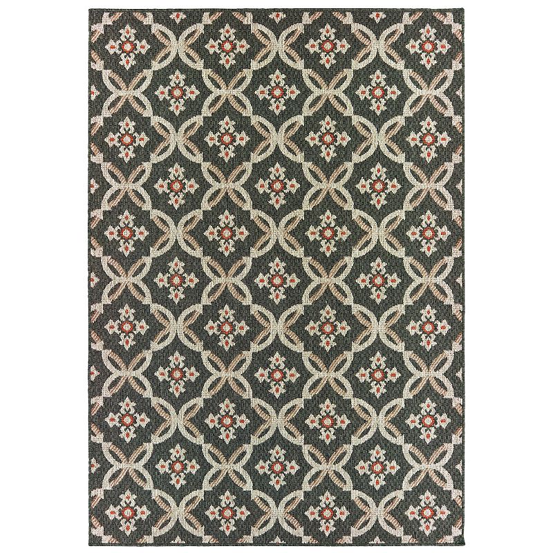 StyleHaven Lafayette Floral Trellis Indoor Outdoor Rug, Grey, 6.5X9 Ft