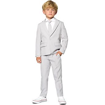 Boys 2-8 OppoSuits Groovy Grey Solid Color Suit & Tie Set