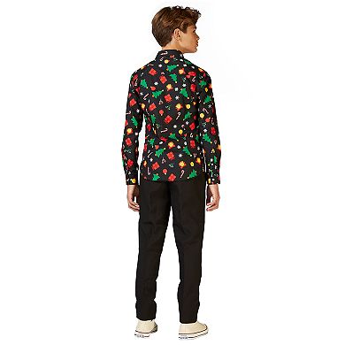 Boys 10-16 OppoSuits Christmas Icons Black Shirt