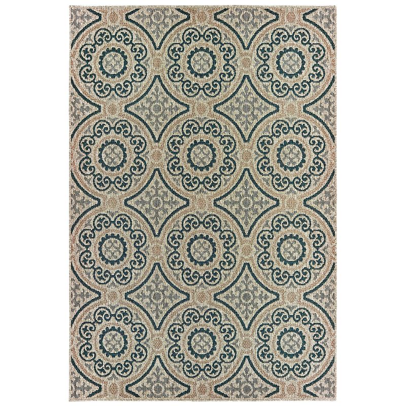 StyleHaven Lafayette Panel Medallion Indoor Outdoor Rug, Grey, 6.5X9 Ft