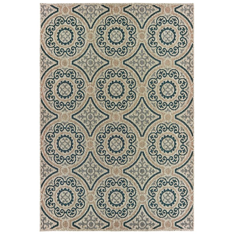 StyleHaven Lafayette Panel Medallion Indoor Outdoor Rug, Grey, 6.5X9 Ft