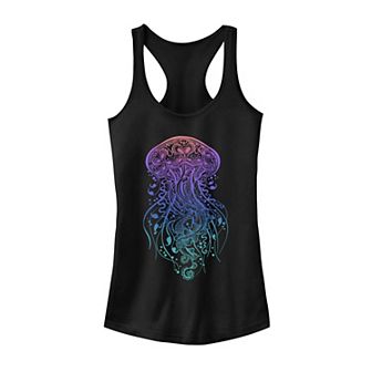 Juniors' Henna Jellyfish Neon Fade Tank Top