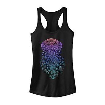 Juniors' Henna Jellyfish Neon Fade Tank Top