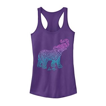 Juniors' Henna Neon Elephant "Love More" Tank Top