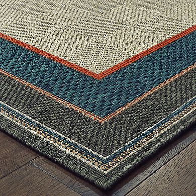 StyleHaven Lafayette Bordered Solid Indoor Outdoor Rug