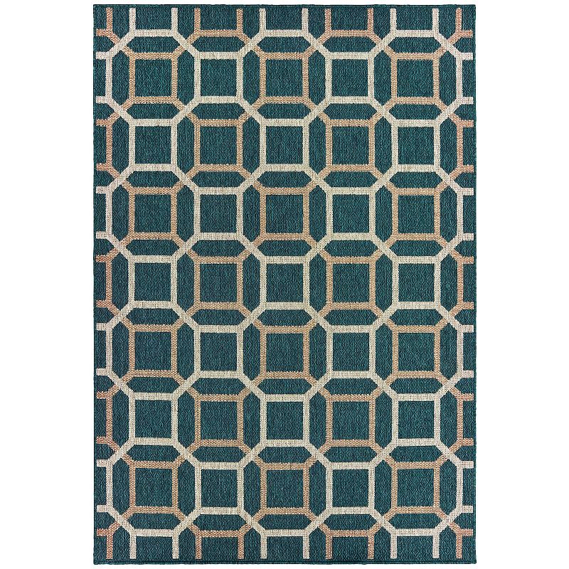 StyleHaven Lafayette Geometric Tiles Indoor Outdoor Rug, Blue, 10X13 Ft