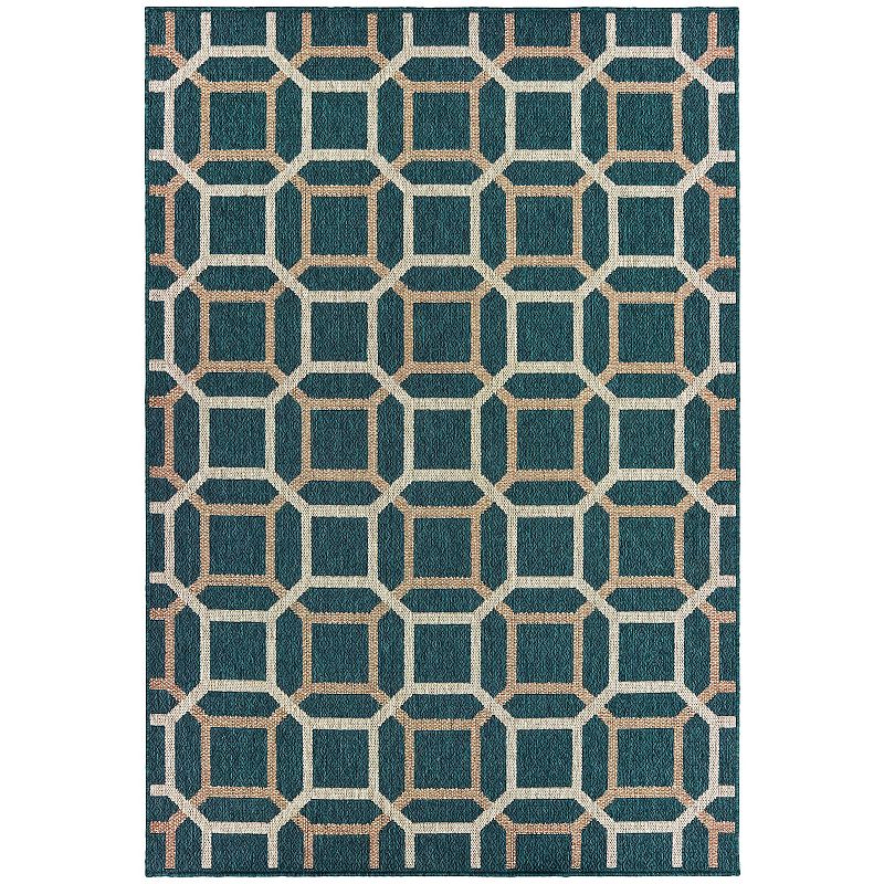 StyleHaven Lafayette Geometric Tiles Indoor Outdoor Rug, Blue, 10X13 Ft