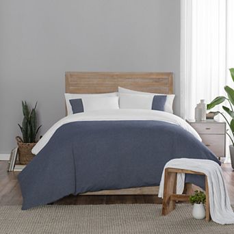 Vue Elements Kinsley Chambray Colorblock 3 pc Duvet Set