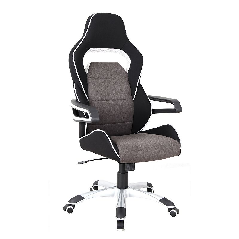 Techni Mobili Ergonomic Upholstered Racing Style Home & Office Chair, Grey
