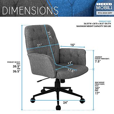 Techni Mobili Modern Upholstered Tufted Office Chair with Arms