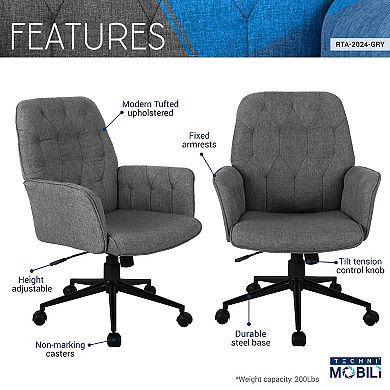 Techni Mobili Modern Upholstered Tufted Office Chair with Arms