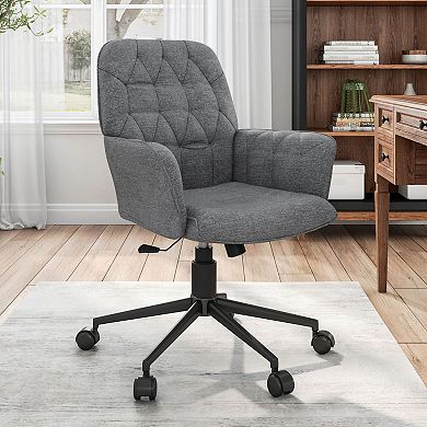 Techni Mobili Modern Upholstered Tufted Office Chair with Arms