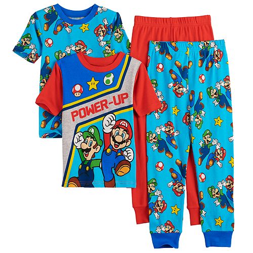 Boys 4-10 Nintendo Super Mario Power Up 4-Piece Pajama Set