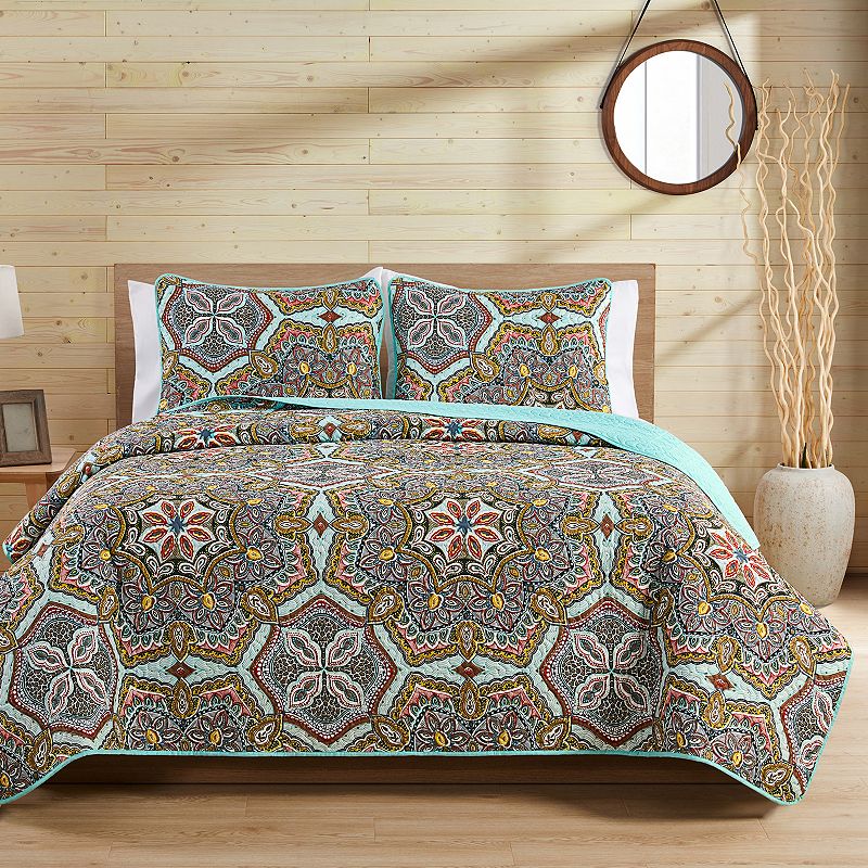 VCNY Home Yara Reversible Medallion Quilt Set, Multicolor, Full/Queen