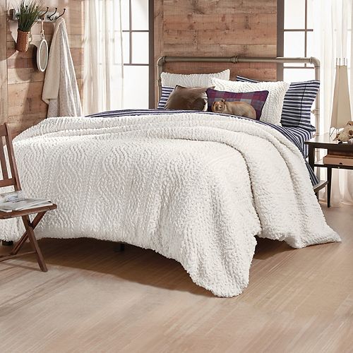 G H Bass Cable Knit Pinsonic Sherpa Comforter Set