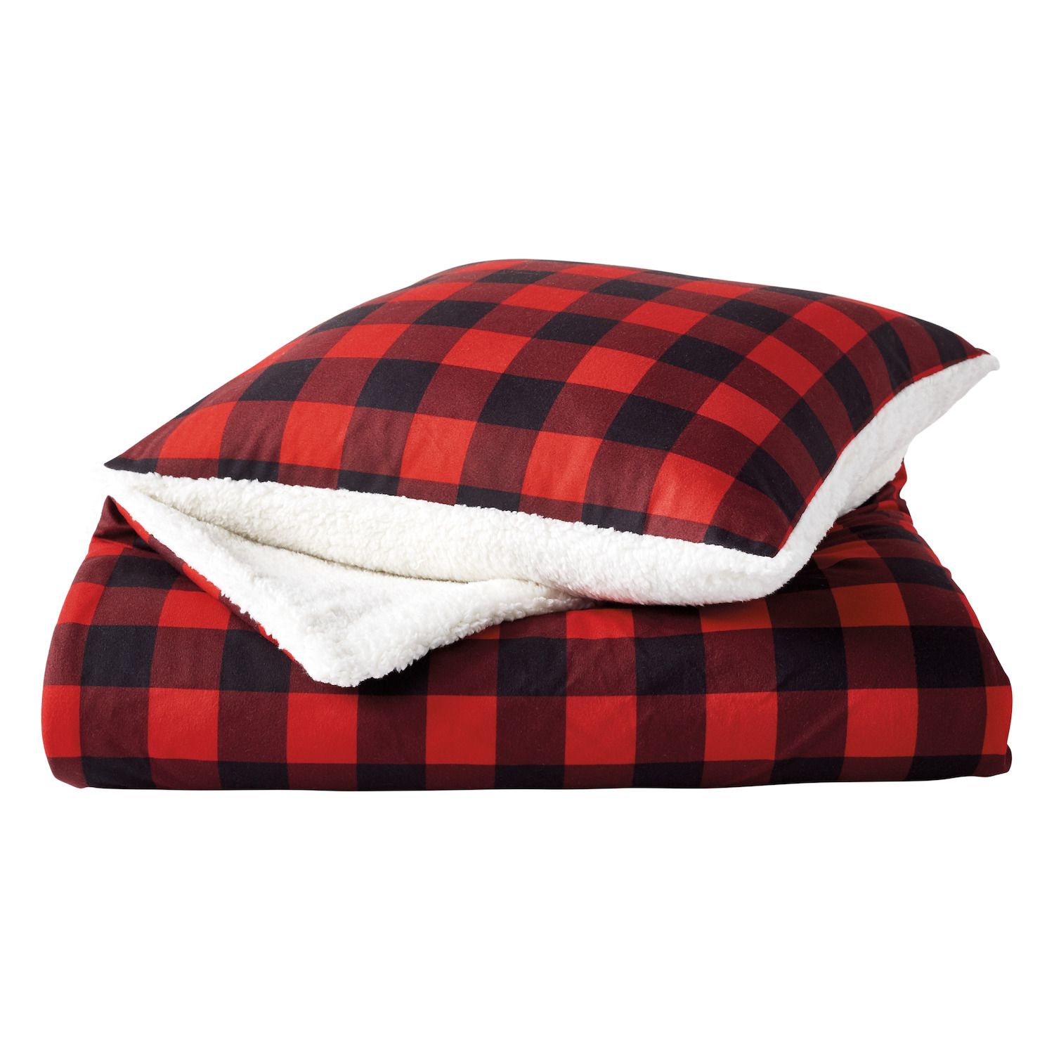 red throw blanket and pillows