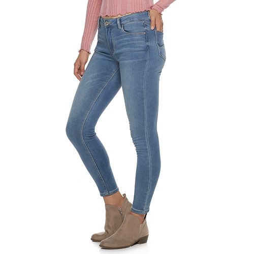 Juniors' Almost Famous Mid-Rise Fleece-Lined Skinny Jeans