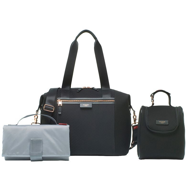 Storksak Stevie Lux Diaper Bag in Scuba Black at Nordstrom