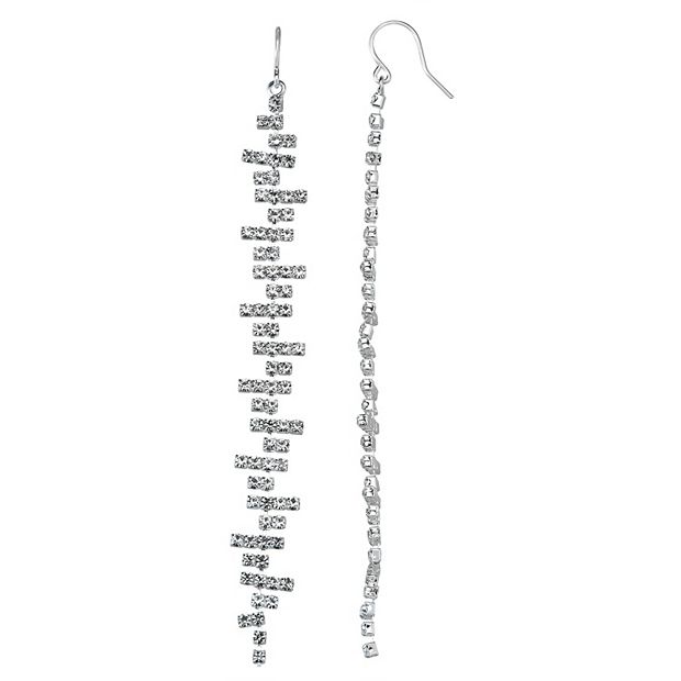 Simulated Crystal Illusion Linear Nickel Free Drop Earrings