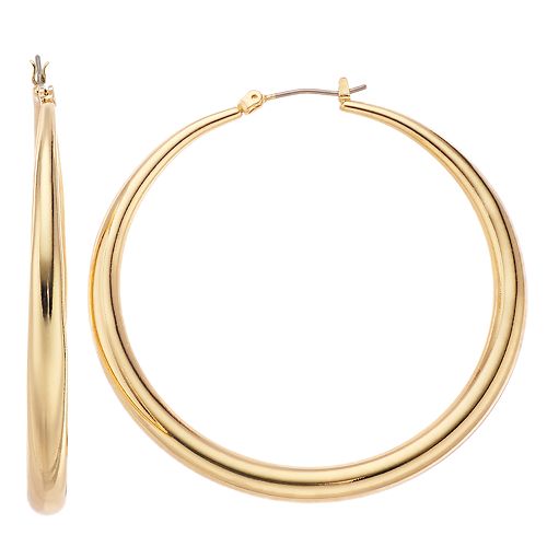 Nine West Gold Tone Tubular Hoop Earrings