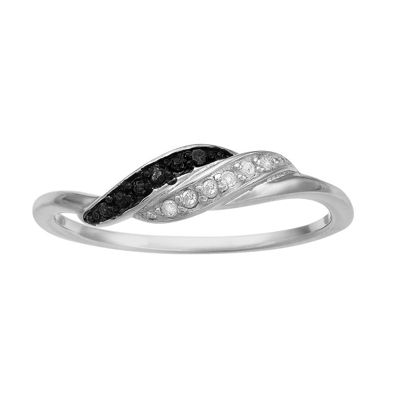 51217445 0.10 Carat TW Black & White Diamond Double Wave Ri sku 51217445