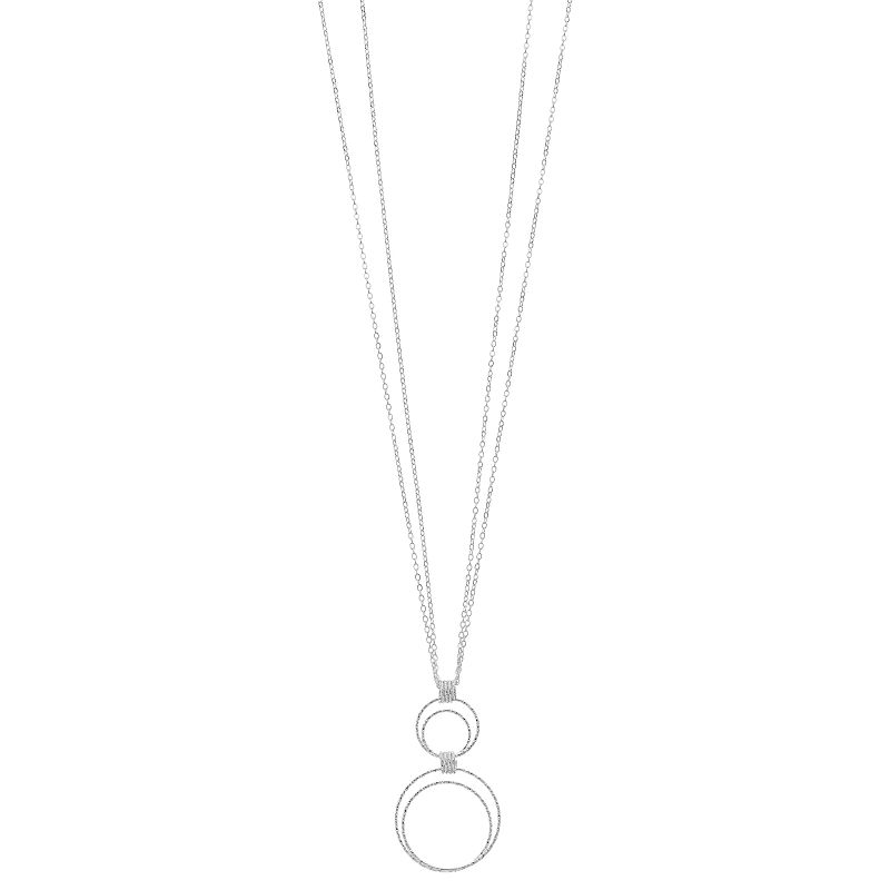 Sterling Silver Double Circle Pendant Necklace, Womens, Size: 18