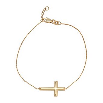 10k Gold Sideways Cross Bracelet