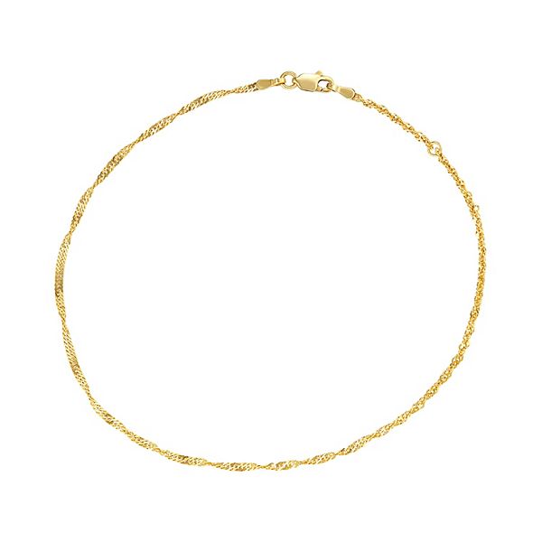 14k Gold Singapore Chain Anklet