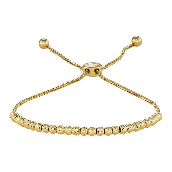 10k Gold Textured Bead Adjustable Bracelet