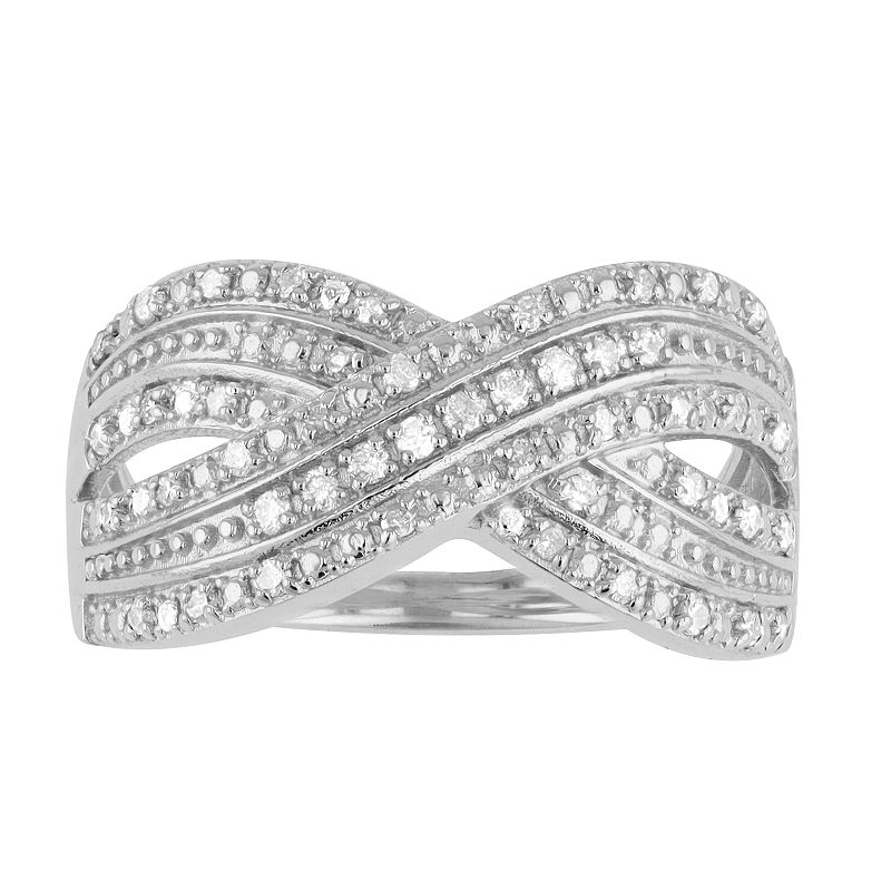I Promise You Sterling Silver 1/4 Carat T.W. Crossover Ring, Womens, Size: