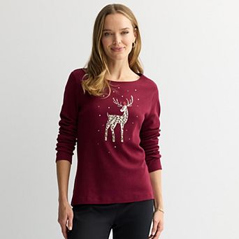 Women's Croft & Barrow® Holiday Tee