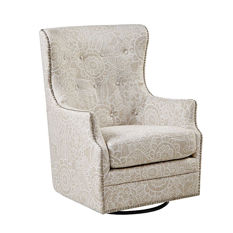 17698176 Madison Park Rey Swivel Glider Chair, White sku 17698176