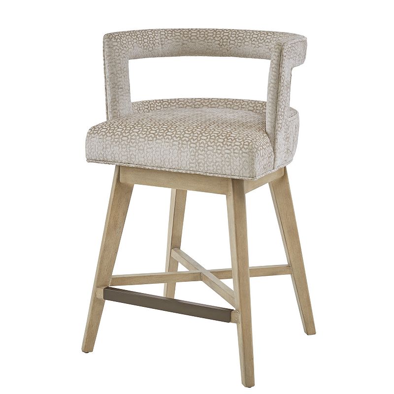 Farwell Swivel Counter Height Barstool Cream - Madison Park: Upholstered, Wood Legs, 300lb Capacity